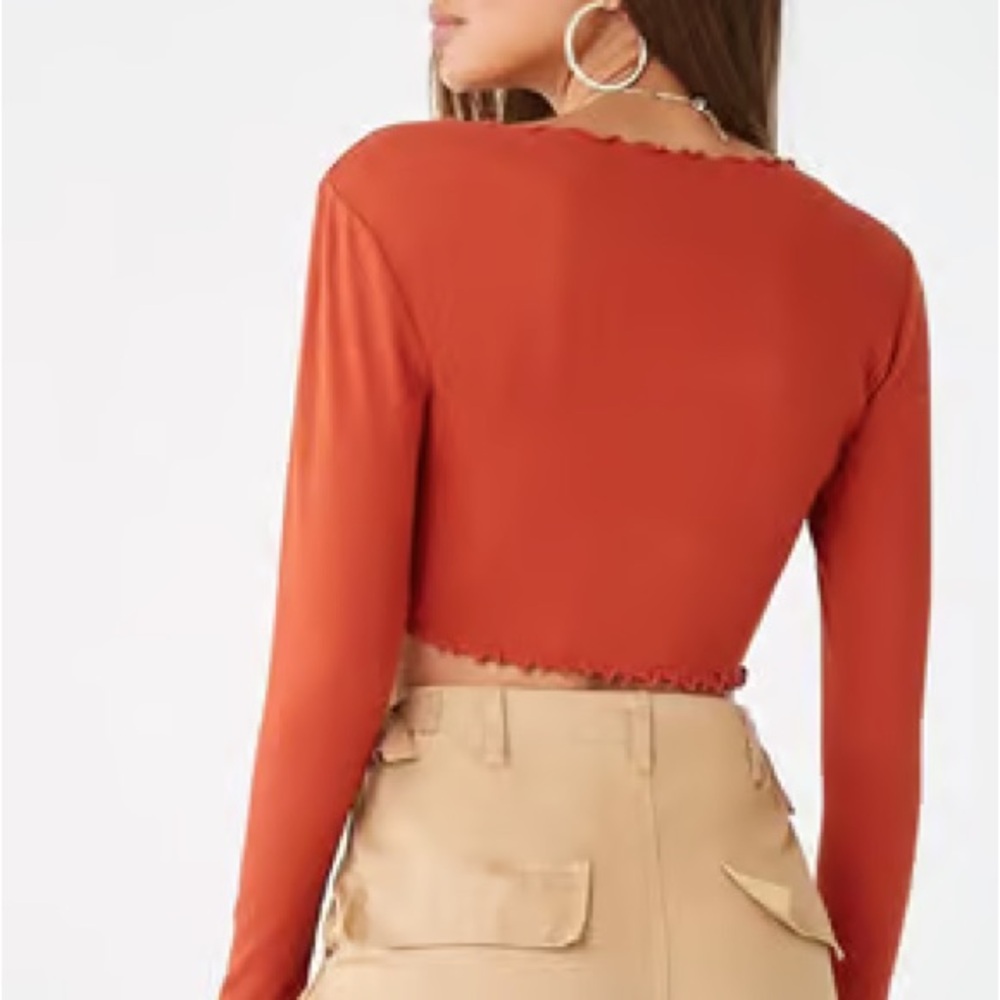 Forever 21 burnt orange Long Sleeve Crop Top - Picture 7 of 8